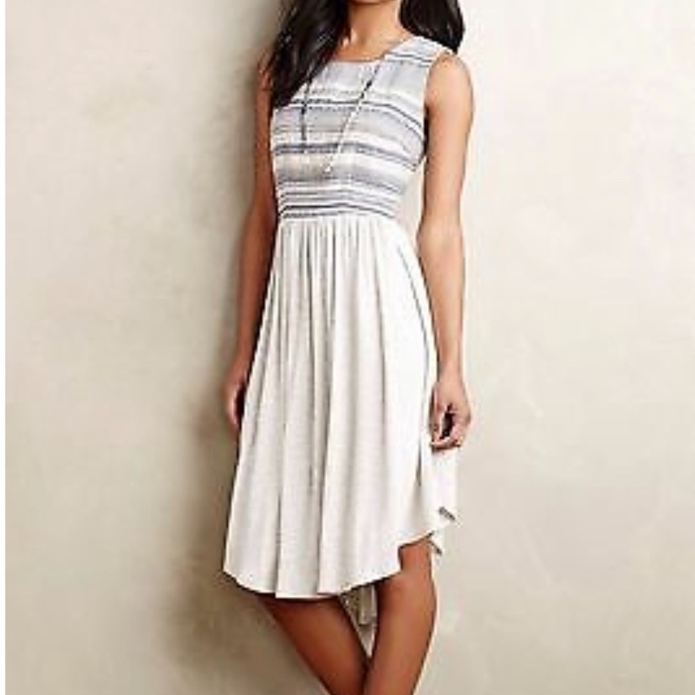 Anthropologie White Cream Striped Sleeveless Midi Dress - Picture 1 of 7